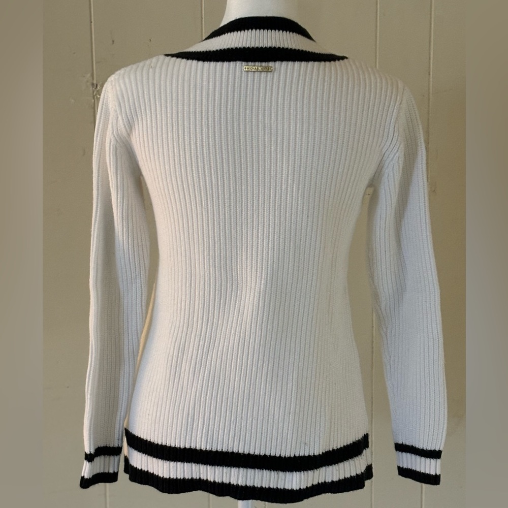 Michael Kors XXS White V Neck Sweater w/black trim - Picture 4 of 4